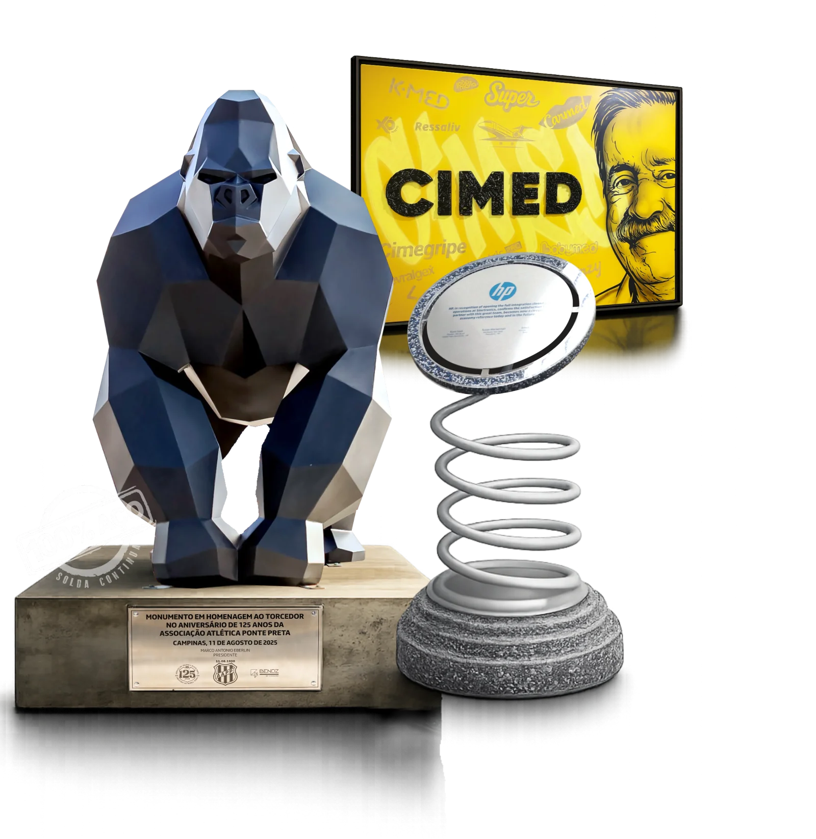 Obras de arte corporativa Bendz — escultura gorila, monumento HP e Brand Art Cimed